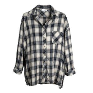 Lovers and Friends Gela Oversized Plaid Button Down Shirt Size Small Cabincore